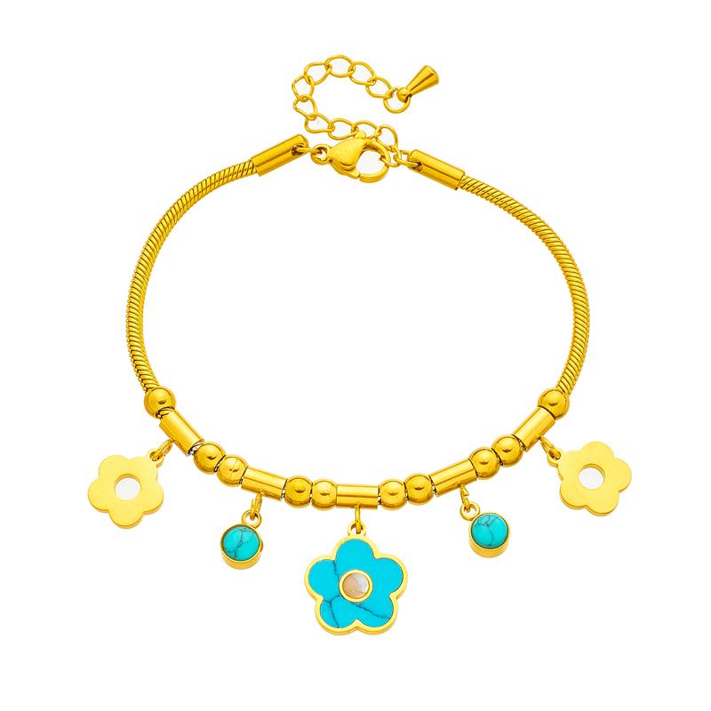 316L Stainless Steel New Fashion Fine Jewelry 9 Styles Beaded Zircon Stone Heart Eye Charm Thick Snake Chain Bracelets For Women