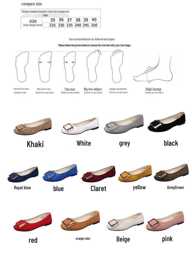 Plus Size Women's Square Toe Loafers with Buckle - Casual Flat Shoes for Spring & Autumn, Size 43