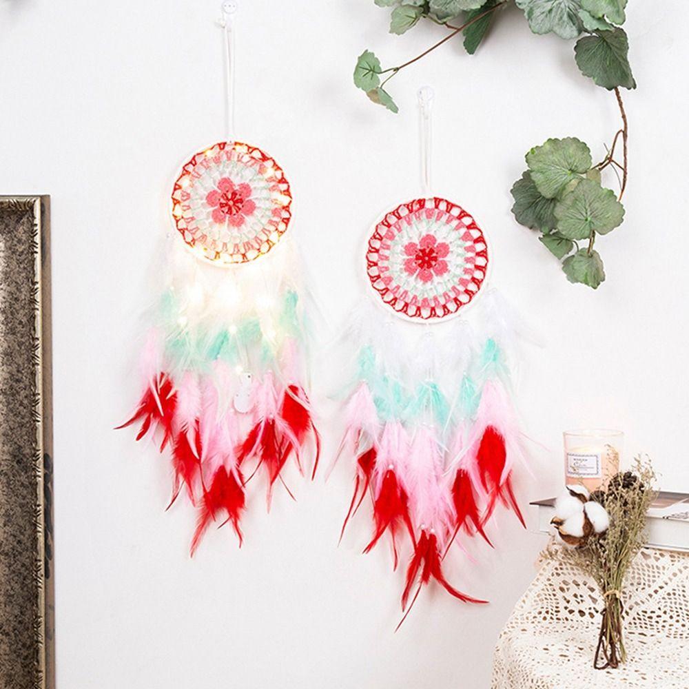 

Wall Ornament with Lights Feather Dream Catcher Wind Chimes Valentine s Day Gifts Xmas Decor no light