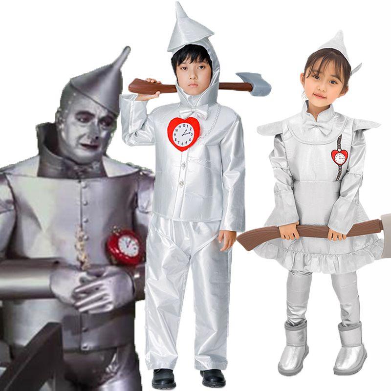 Of Wizard Oz Tin Man Adult Kids Cosplay Costume Boy Girl Fancy Dress Suit Outfit