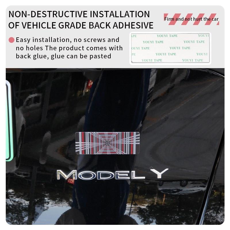 Model3 Car PLAID Logo Stickers ModelY Tail Tag Grid Decal Auto Metal Letter Decoration For Tesla Model 3 S X Y 2023