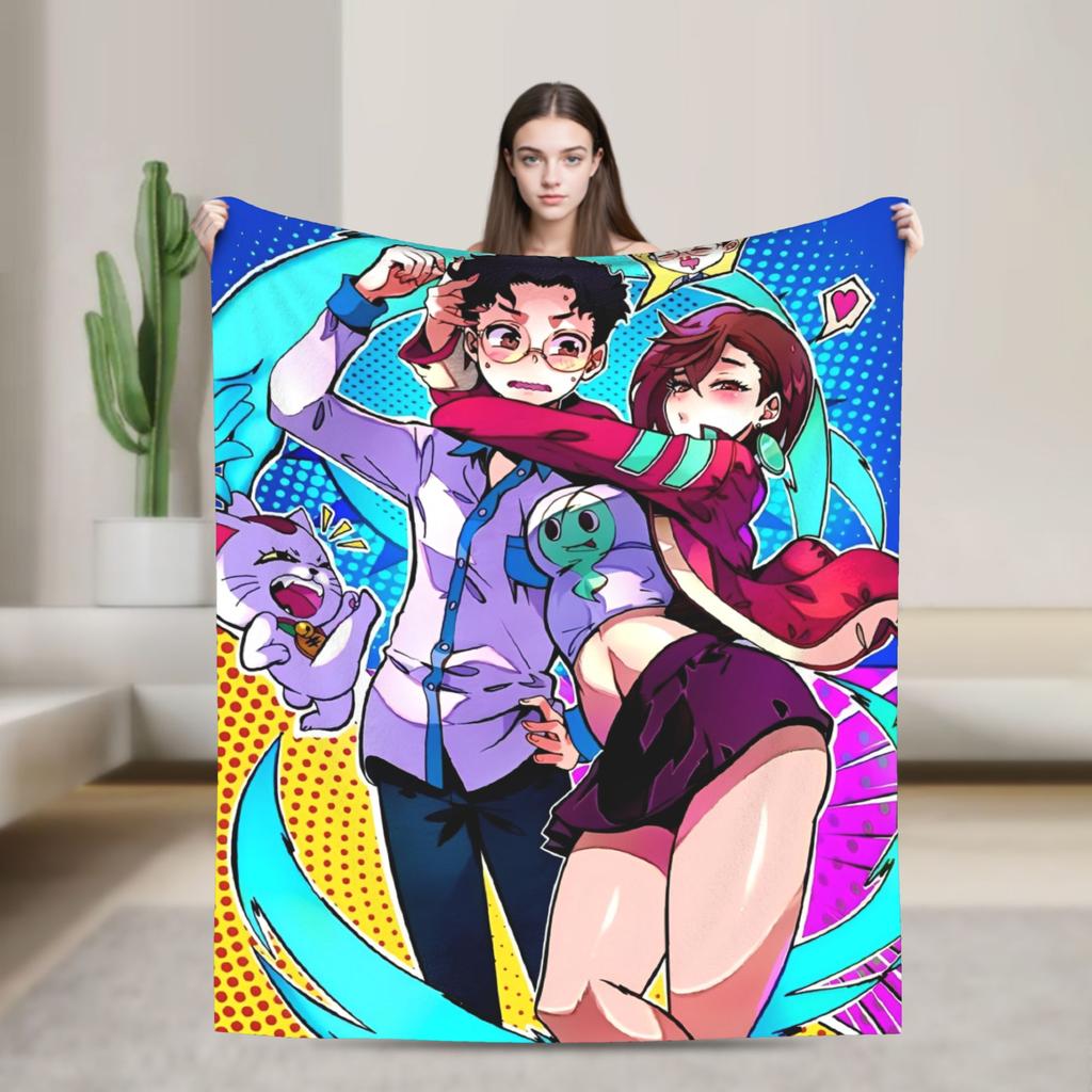Turbo Granny Dandadan Anime Blanket Street Trend Plush Throw Blanket For Living Room Airplane Travel Flannel Bedspread Bed Cover