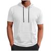 Spring Summer Men's Short Sleeve Hoodie Casual Lightweight Hooded T-Shirt with Kangaroo Pocket