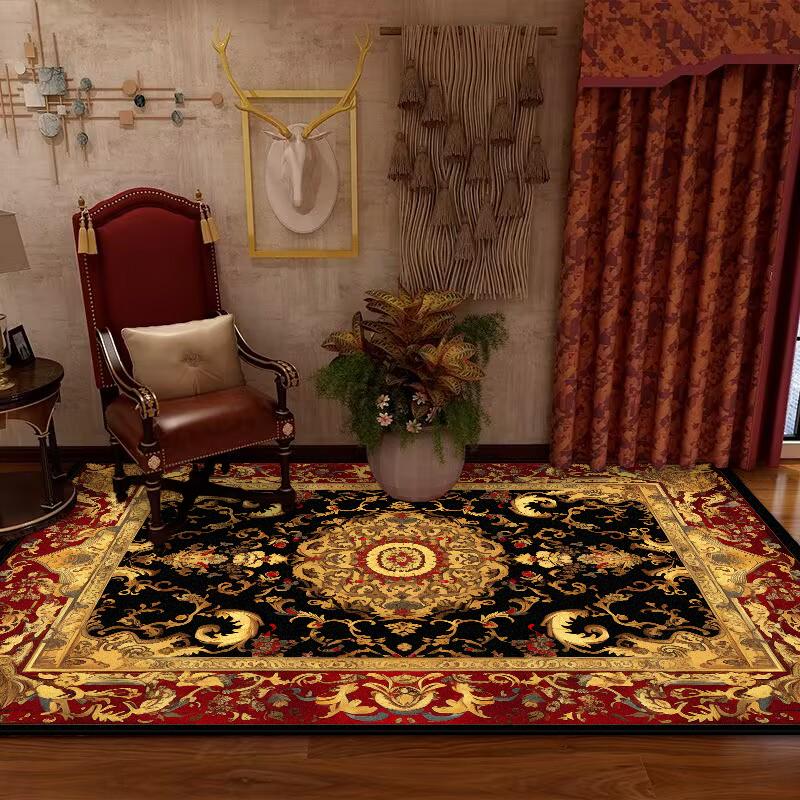 Persian Retro Large Living Room Carpet Decoration Home Ethnic Style American Bedroom Rug Cloakroom Lounge Soft Mat Washable