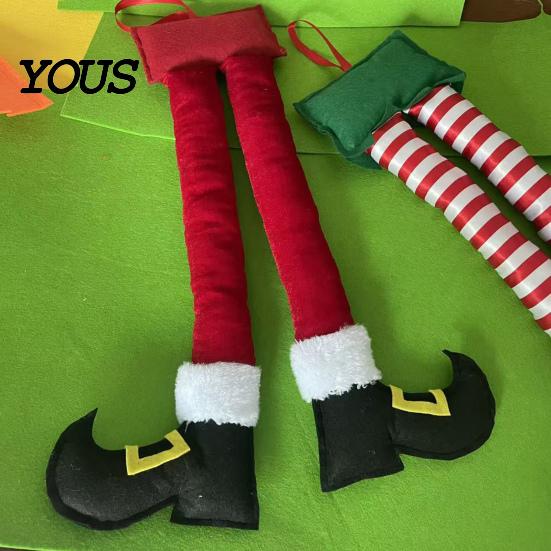 Christmas Gift for Car Lovers Elf Legs, Santa Legs Hanging Ornaments, Plush Stuffed Xmas Pendant, Home Door Frame Decor Fun Holiday Mirror,