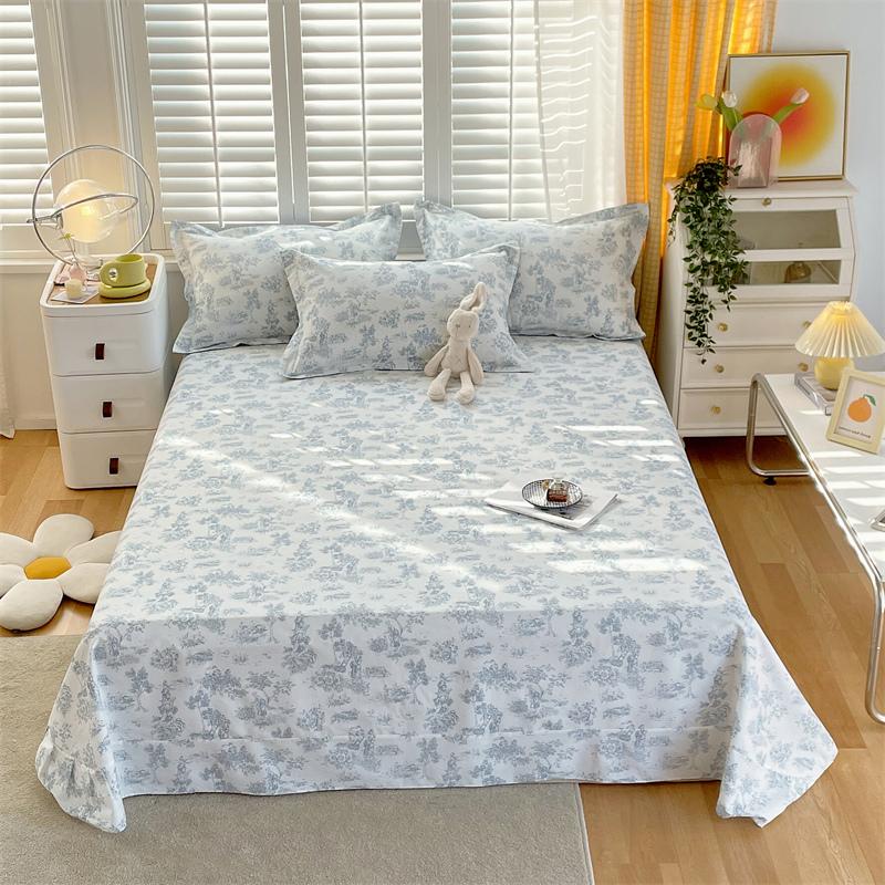 Floral Printed Bed Sheet Set Roses Design Bed Sheets Soft Breathable Fabric Flat Sheet with Pillowcases Queen Size Bedding Set