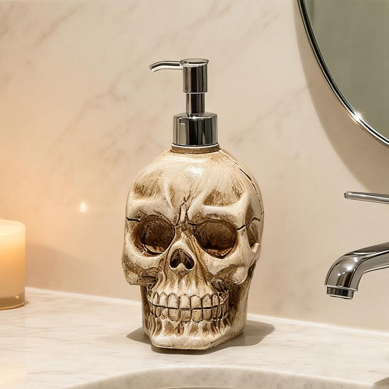 Europejski styl Żywiczny Kształt Czaszki Butelka Łazienkowa Dozownik Mydła Łazienkowego Domowa Butelka na Środek do Dezynfekcji Rąk Butelka do Przechowywania Żelu pod Prysznic