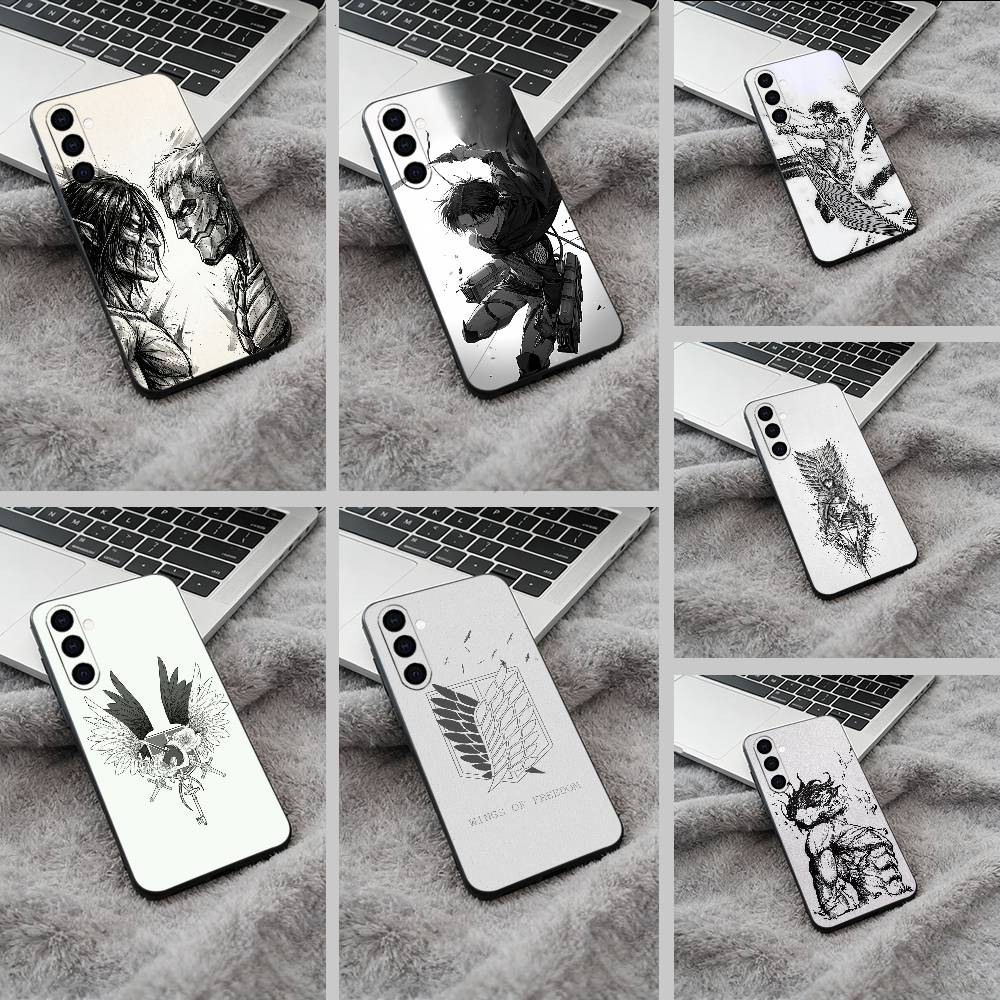 Attack On Titan Hot Anime Black Soft Silicone Phone Case for Samsung Galaxy A73, A71, A72, A70, A53, A52, A51