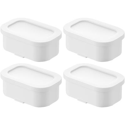 Yamazaki Tower Frozen Rice Set of with and Dishwasher 10631 X 2 Container, Small, White, 4, Strainer, Microwave, Freezer, Safe,