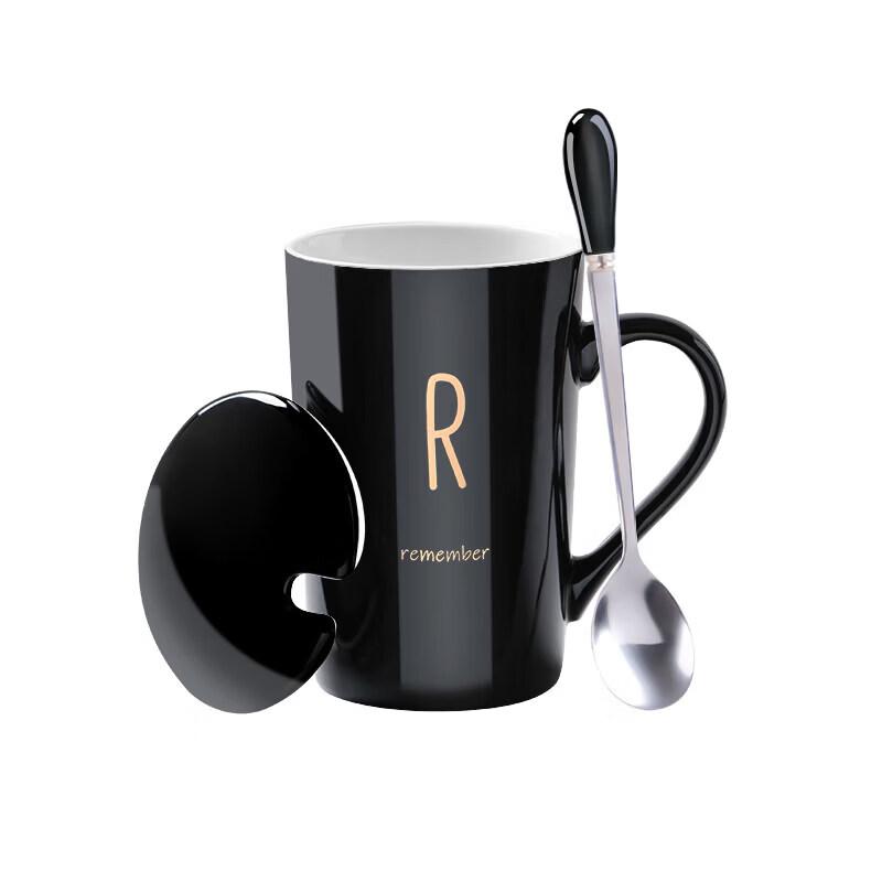 Ceramic Coffee Tea Mug with Lid and Spoon