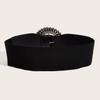 Vintage Korean Style Wide Belt For Dresses With Alloy Buckle And Elastic Waist For Winter Fashion