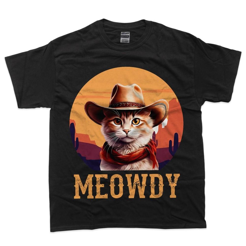 

Meowdy Cat Cowboy Hat Funny Vintage Graphic T-Shirt 3XL