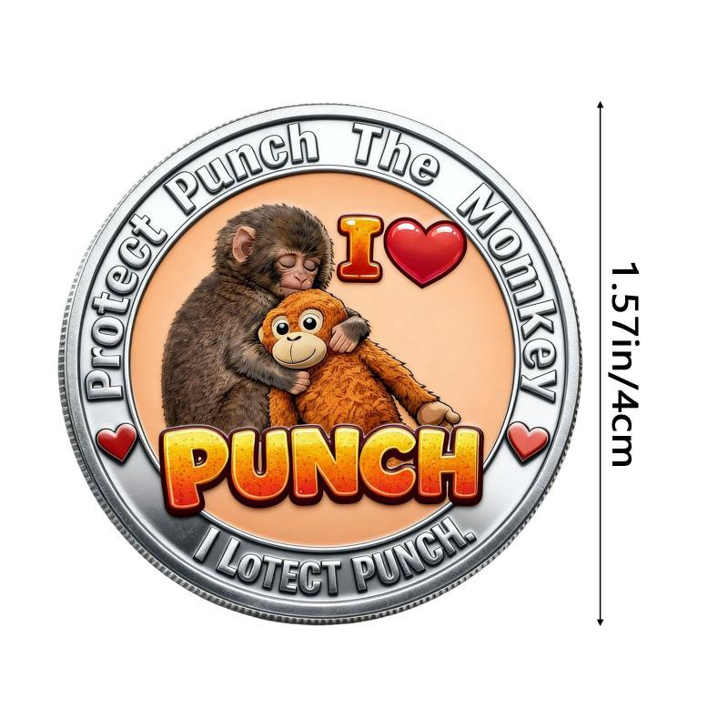 

Prote Protect Punch Monkey Coin 3D Embossed Commemorative Figurine Metal Collectible Souvenir Household Decoration Kids Adults Gift