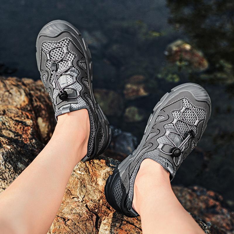 Summer Outdoor Walking Sneakers Anti-collision Toe Men Sandals 2025 New Casual Mesh Shoes for Male Classic Travel Hiking Shoes
