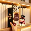 Floating Shelf Light Ornaments Christmas Bookshelf Hanging Light, Snowman Book Nook Lamp, Metal Garden Balcony Decor Library Lantern Decor,