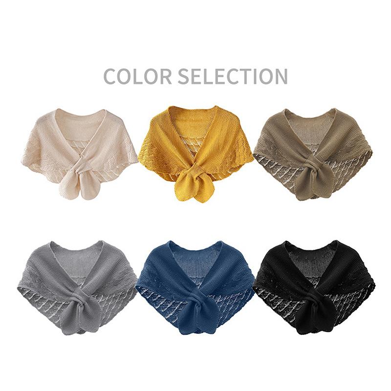Gefälschte Kragenschal Damen Bluse Schultern Gefälschter Kragen Umhang Geknoteter Strickschal Einfarbiger Halsschutzschal