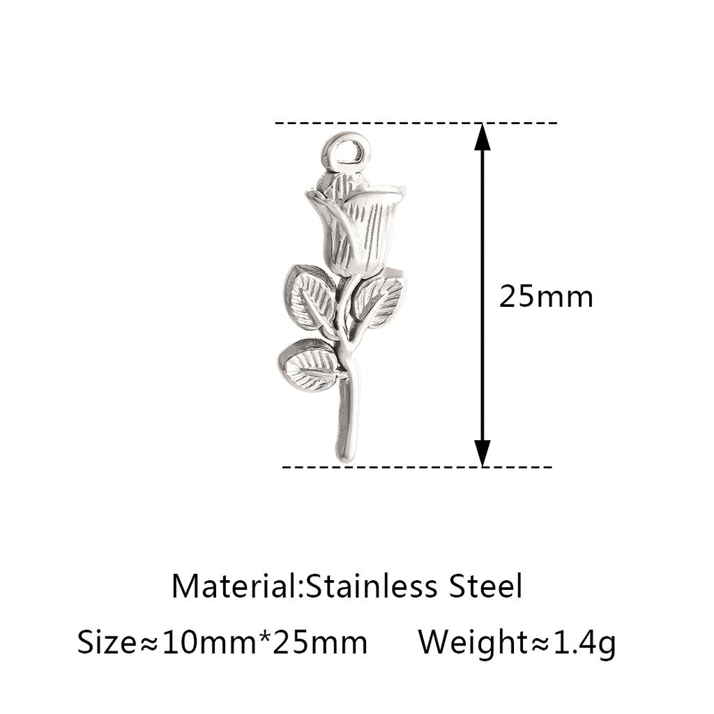 3Pcs Rose Flower/Daisy/Clover/Bee/Butterfly Charms Stainless Steel Pendant DIY Necklace Bracelet Earring Jewelry Making Finding
