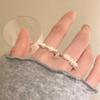 Elegant French Retro Elastic Pearl and Crushed Silver Stackable Ring for Women - Trendy Index Finger Jewelry.