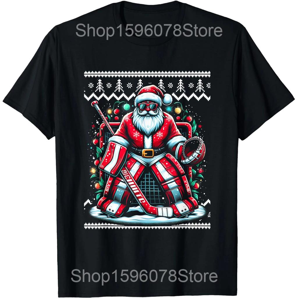 The Season Hockey Coffee Xmas Tree Ice Hockey Christmas T Shirts Humor Streetwear Tee Shirt Short Sleeve Unisex Loose Clothing
