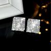 Brincos Geométricos Quadrados de Diamantes Completos - Elegantes, Modernos, Design de Nicho para Mulheres