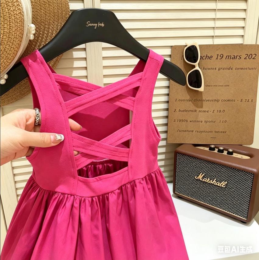 Girls Summer Hollow Out Slim Fit Camisole Dress Sleeveless Korean