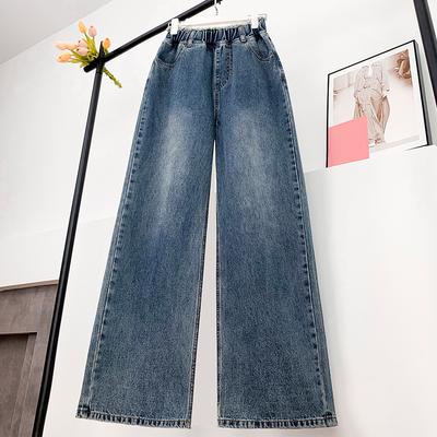 DIMANAF 2025 Plus Size Autumn Blue Basic Elastic Jeans New Pants Women Loose Denim Trousers Big Casual Pants 6XL