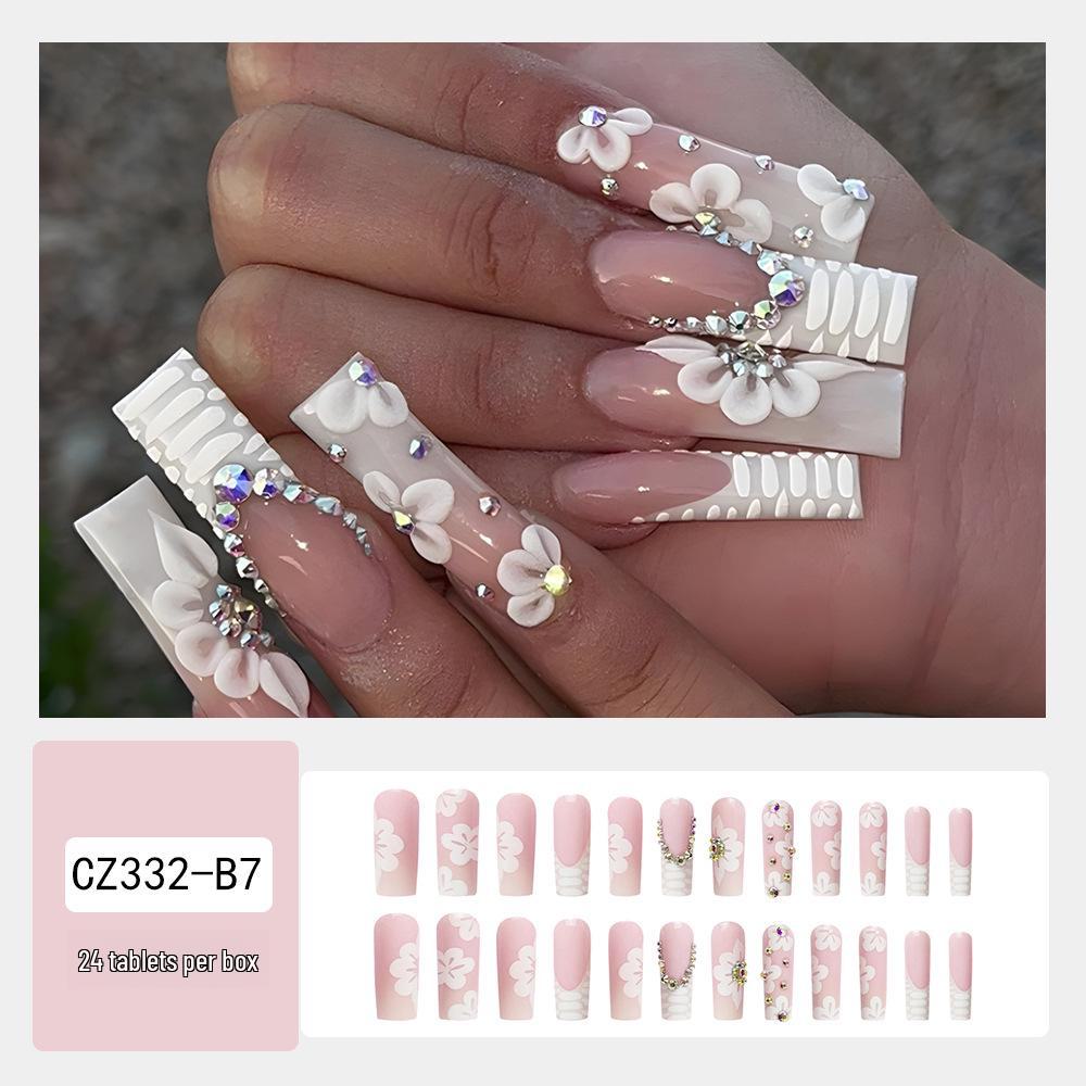 Long T-Point Diamond Jelly Glue False Nails - Press-On Nail Art Tips