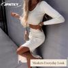 Costume Casual de Modă pentru Femei JPNTKY cu Mânecă Lungă și Decolteu în U