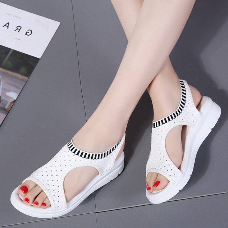 Fashion New Summer Sandals for Women Fashion Round Head Mesh Cloth Breathable Soft Sole Anti-slip Wear-resistant Wedge Shoes