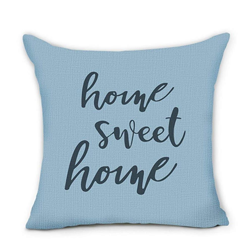

Home Decor Blue Geometric & Floral Home Sweet Home Pillows Pattern Cushion Cover Suitable For Sofa Bedroom Car Pillow Cover 16x16Inch