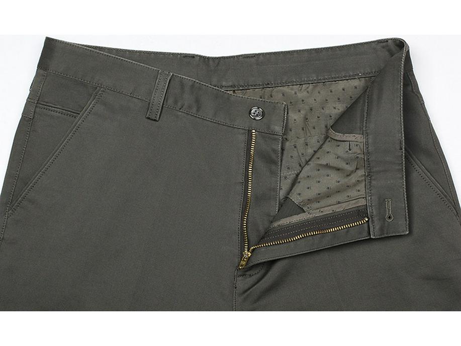 Men's High Waist Elastic Cotton Casual Pants - Thick, Loose, Straight Leg