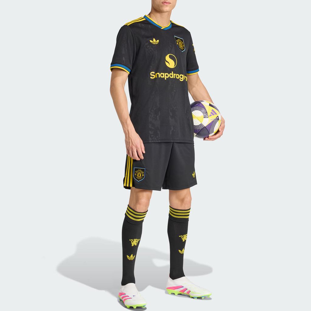 Adidas Originals Manchester Aeroready United 25/26 Third Fan Version Sports Quick-Dry Simple Striped Football Pants Men Bottoms JI7420