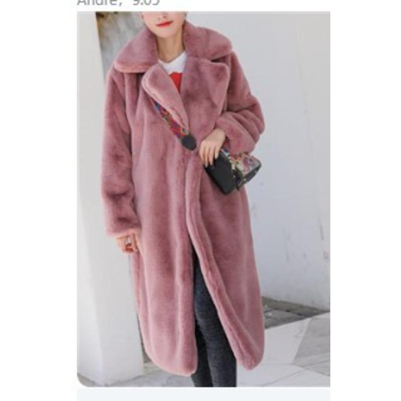 

Autumn and winter large size imitation Rex rabbit hair thickened long fur coat fur coat women s imitation fur light luxury XXL