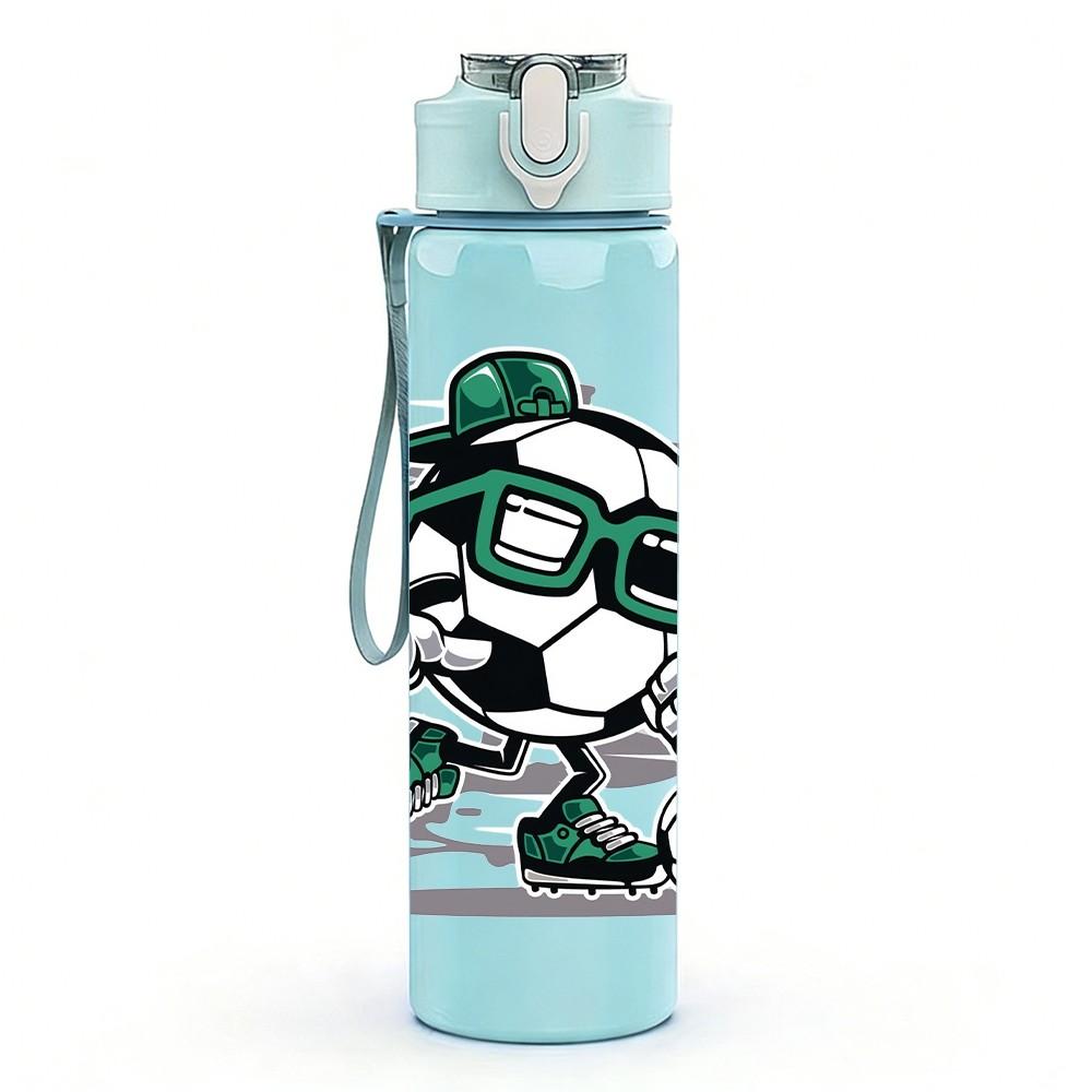 1PC Retro Turtle Surfing Cartoon Character Art 750ml Color Plastic Sports Water Bottle Leakproof Flip Straw Lid Suitable for Sports Office Home Use