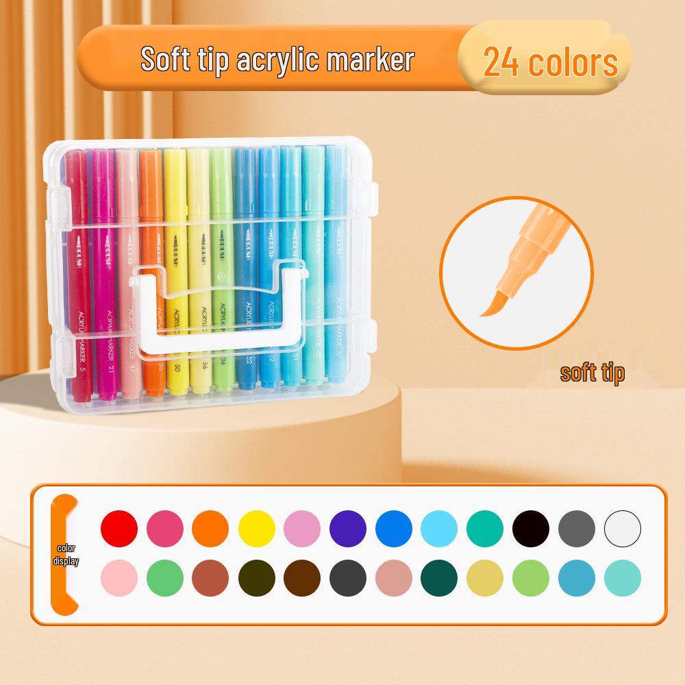 Stackable Colored Acrylic Marker Pens with Soft Head In Folding Box for Kids