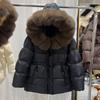 European Winter New Women's Waist Hooded Down Jacket Fox Big Fur Collar Thickened Warm Medium and Long Jacket