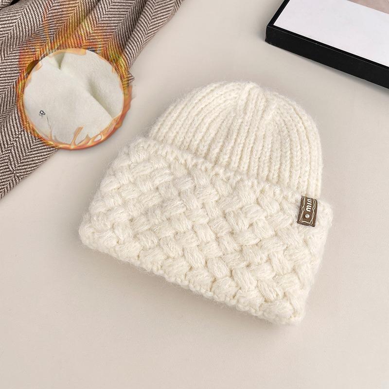 Knitted Hat for Women Korean Style All Match Warm Pullover Thick Woolen Hat Showing Face Small Cold Proof Ear Protection Woolen Hat