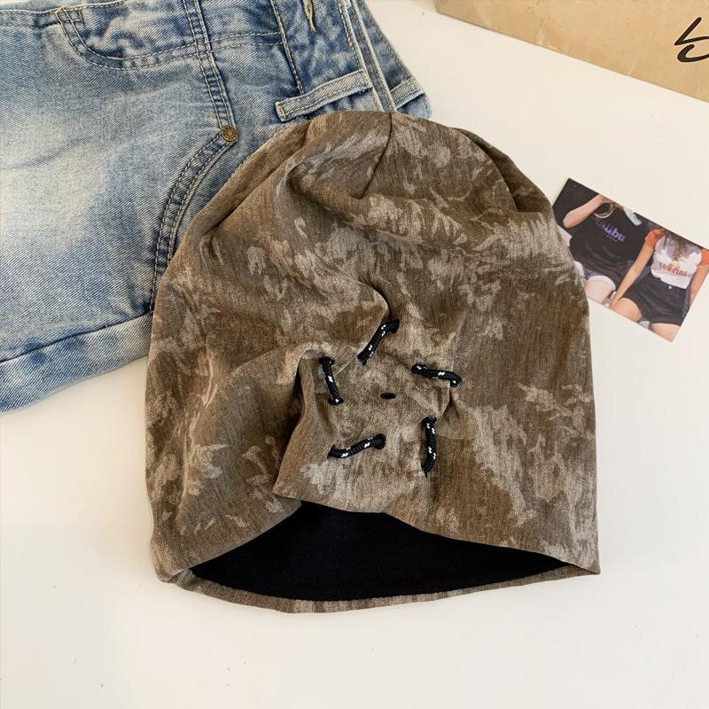 

Retro Wasteland Wind Heap Hat for Women Spring and Autumn Niche Design Pullover Cold Hat Showing Face Small Baotou Hat for Men M（56-58cm）