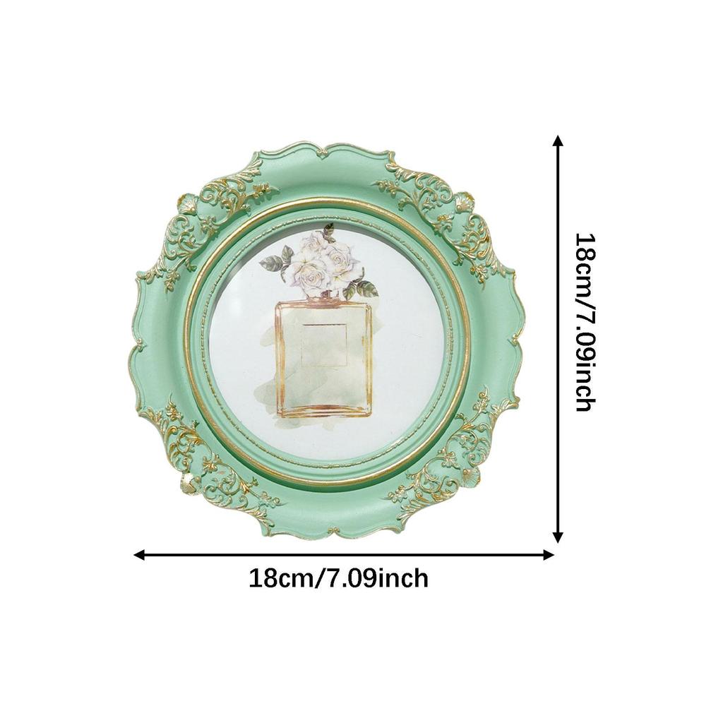 Round Picture Frame Crafting Ornament Multifunctional Retro Style Wall Mount Tabletop Decoration for Hallway Bedroom Bathroom