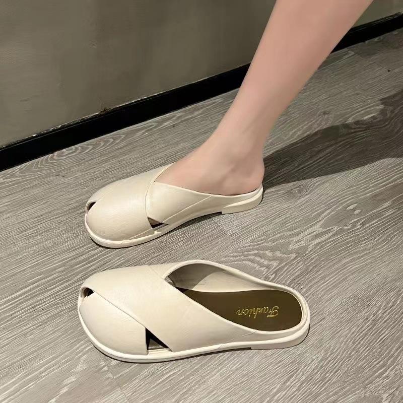 

Flat sandals women s summer new new cross shoes with skirt flat beach bag head slippers 36-37 (one size smaller)