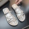 Cool slippers women's summer wear 2025 new fashion rhinestones women's platform beach sandals casual one-word drag