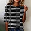 Women's Casual Loose Fit Short Sleeve Top Round Neck Lightweight Comfortable Soft Fabric Polka Dot Pattern Everyday Wear