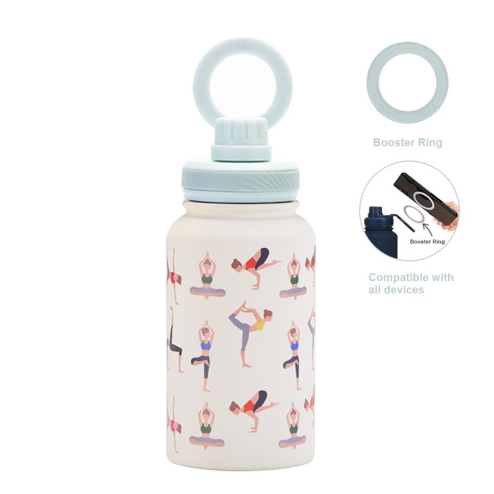 650Ml Large Mouth Thermos Cup Stainless Steel Sports Water Cup Mobile Phone Magnetic Suction Bracket With Printed Water Cup