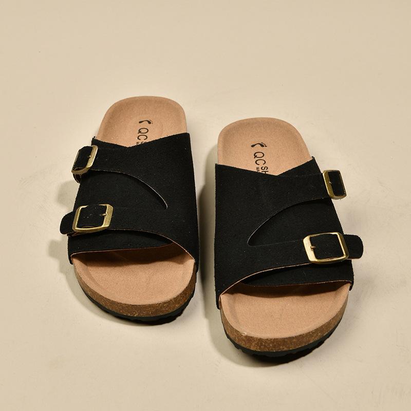 

2024 лето новые женские тапочки на платформе модная корейская версия каблук маффин пляжная обувь большой размер римские туфли 35 чёрный