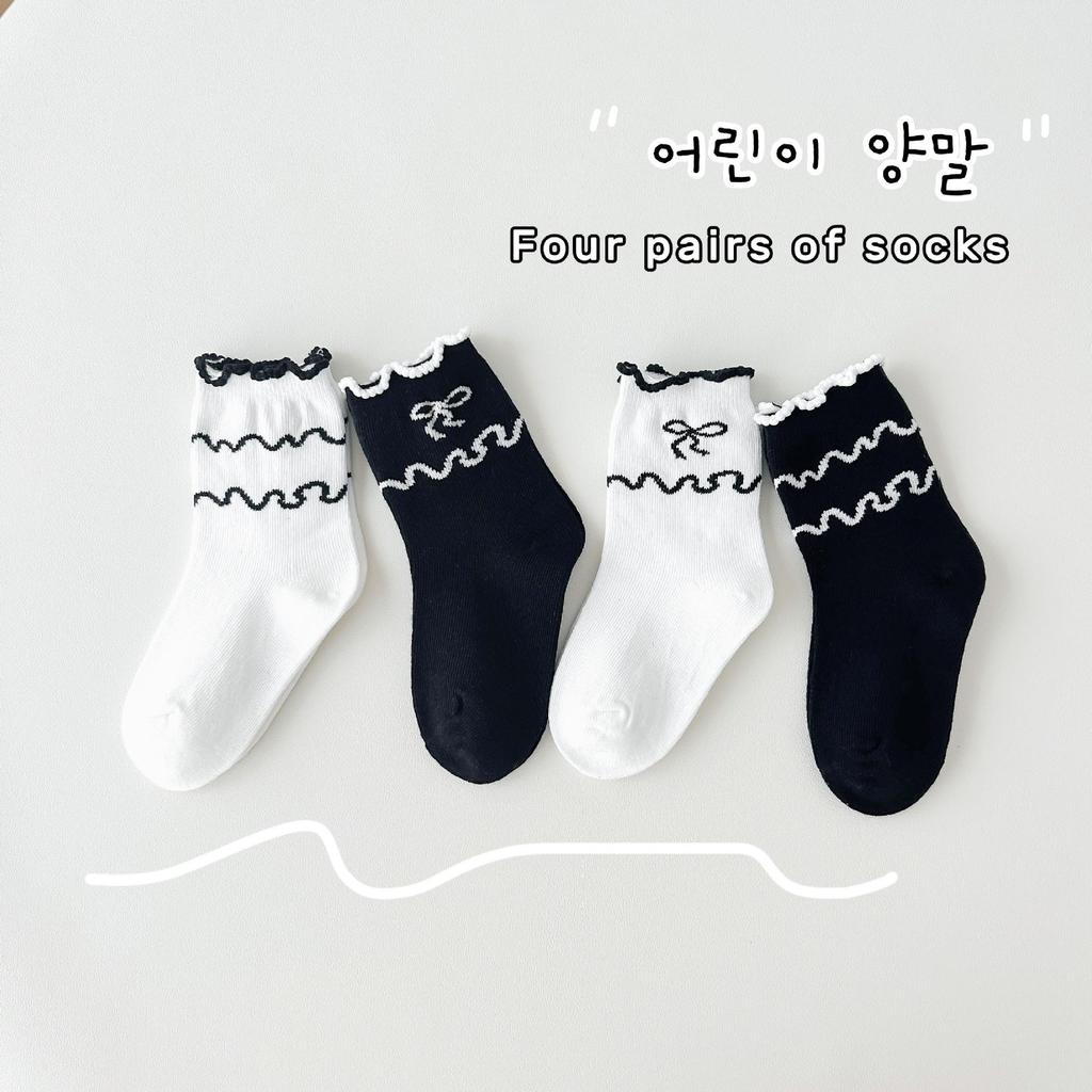 Дитячі осінні шкарпетки до середини гомілки з мультяшними горошками - Універсальний корейський стиль для хлопчиків та дівчаток