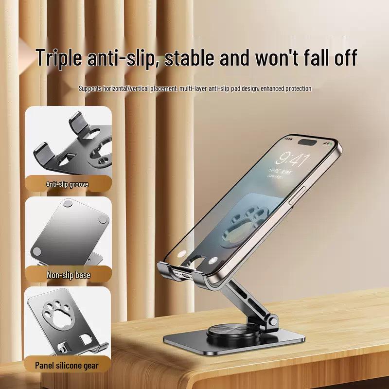 Metal Cat Paw Phone Stand: Rotatable, Foldable, Multi-functional Holder for Desktop Viewing