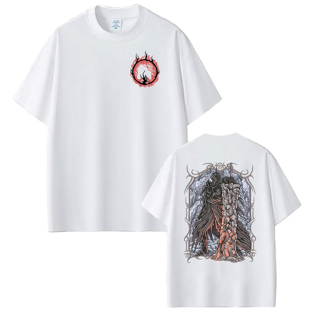 Dark Souls Knight Graphic TShirts Unisex Game Player Cosplay Short Sleeve T Shirt Men Retro Oversized Cotton Tshirt Streetwear