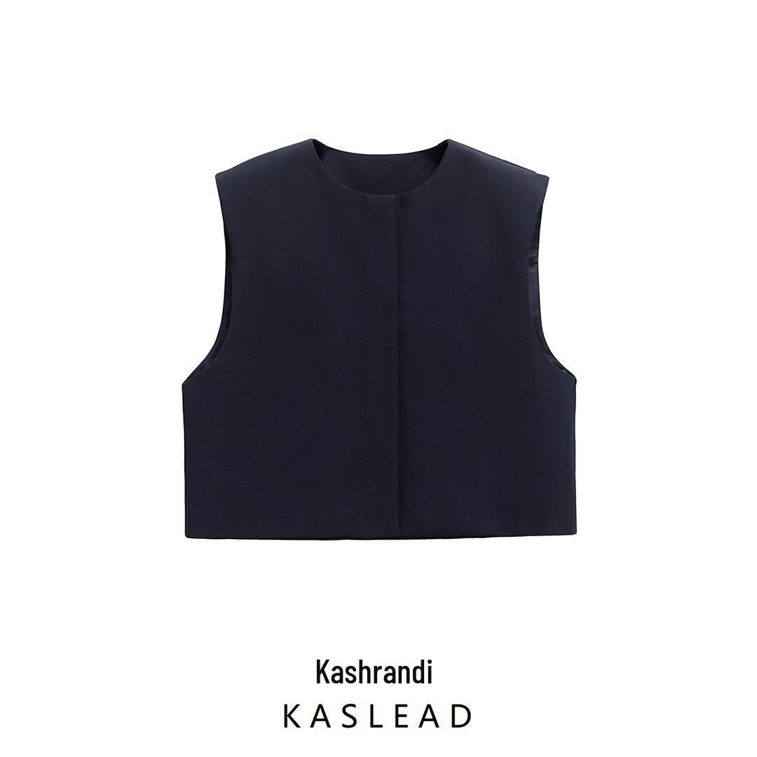 

2025 Spring Women s European-American Style Versatile Sleeveless Round Neck Vest L