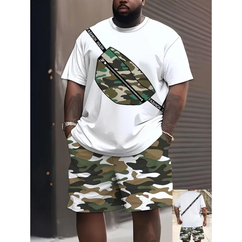 Costume décontracté pour homme Mode Impression couleur décontractée d'été T-shirt Short Simple