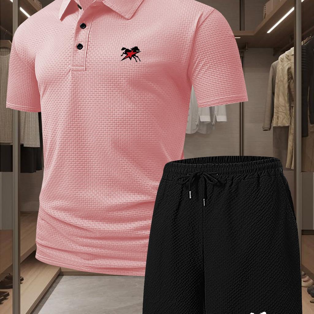 Mens Summer Track Suits 2 Piece Shorts Sets Short Sleeve Sweatsuit Outfits Golf Polo Shirts 
